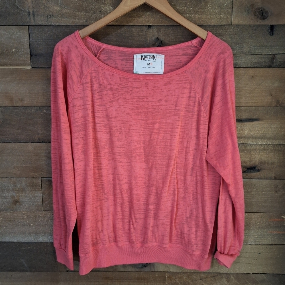 Nation LTD Slub Knit Coral Long Sleeve Sz M